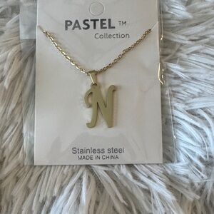 Gold Initial 'N' Necklace